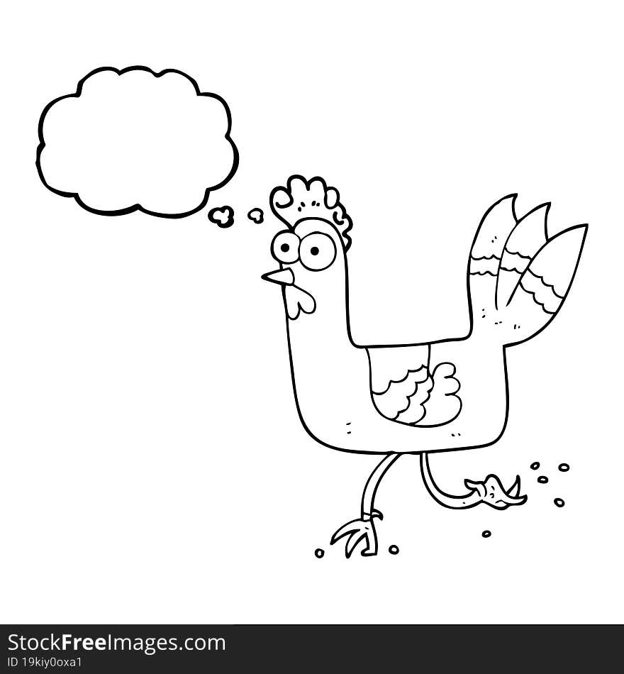 Thought Bubble Cartoon Chicken Running