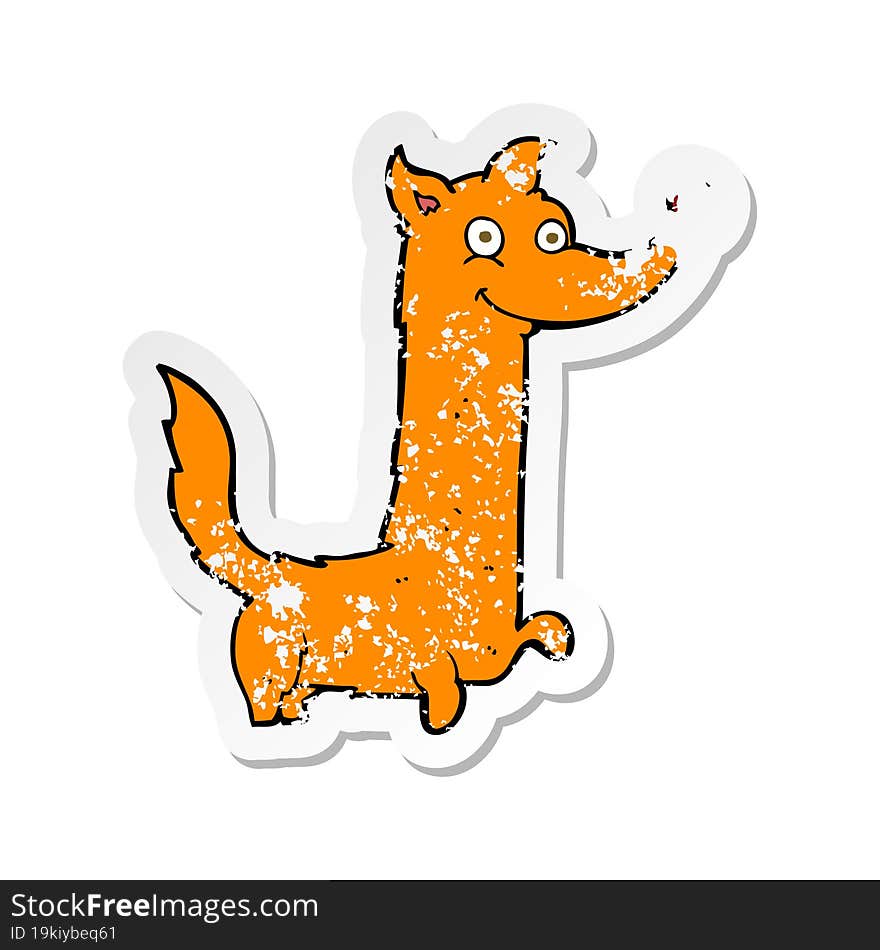 retro distressed sticker of a cartoon happy dog