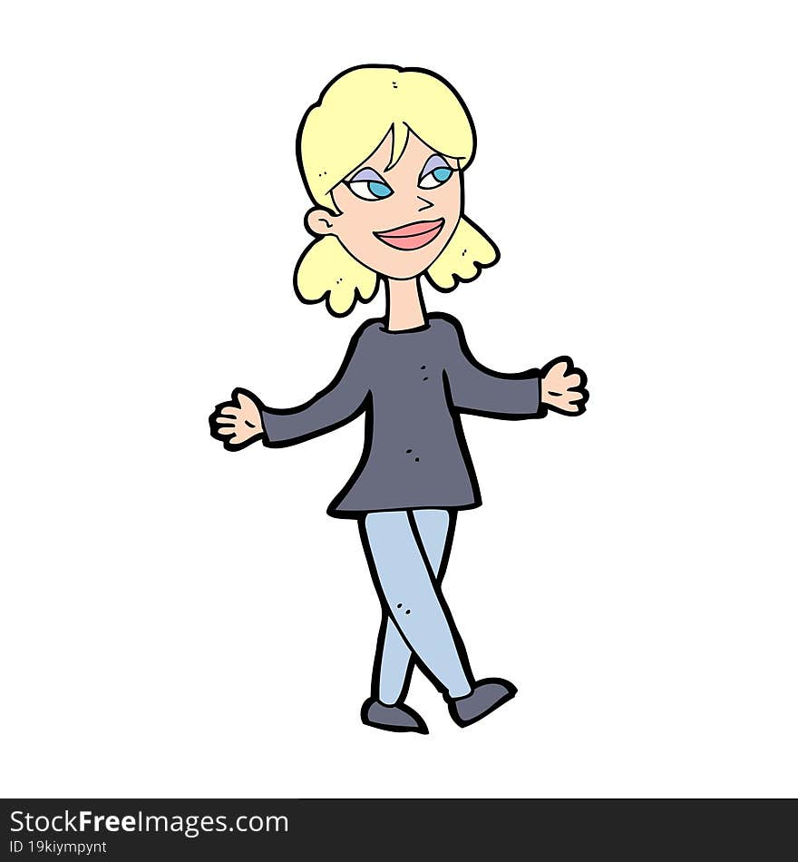 cartoon woman with no worries