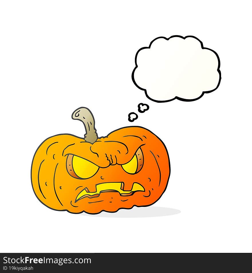 Thought Bubble Cartoon Halloween Pumpkin