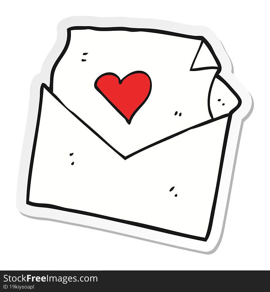 Sticker Of A Cartoon Love Letter