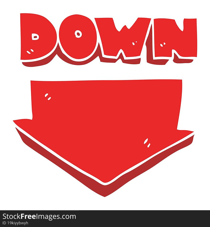 flat color illustration of down arrow symbol. flat color illustration of down arrow symbol