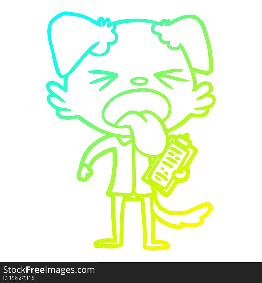 cold gradient line drawing of a cartoon disgusted dog