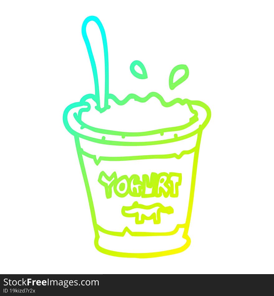 cold gradient line drawing cartoon yogurt