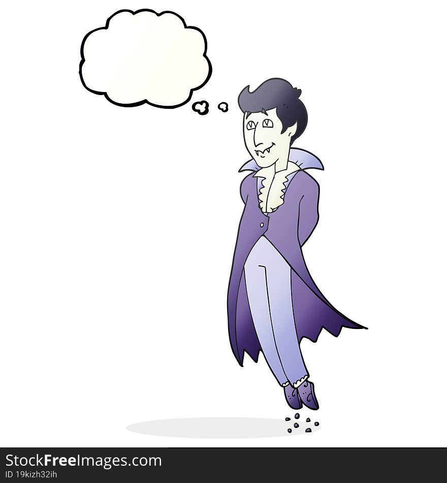 freehand drawn thought bubble cartoon vampire