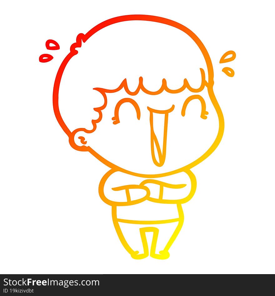 warm gradient line drawing of a laughing cartoon man