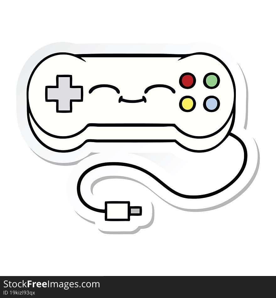 Sticker Of A Cute Cartoon Game Controller