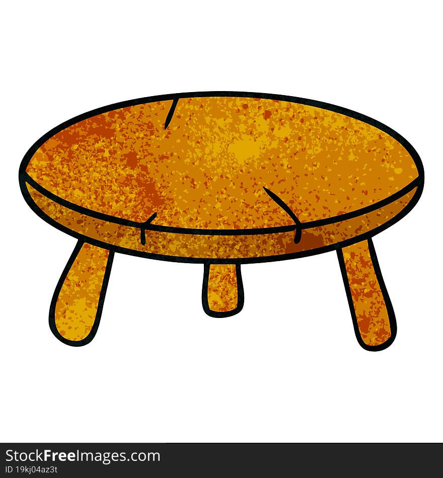 Textured Cartoon Doodle Of A Wooden Stool