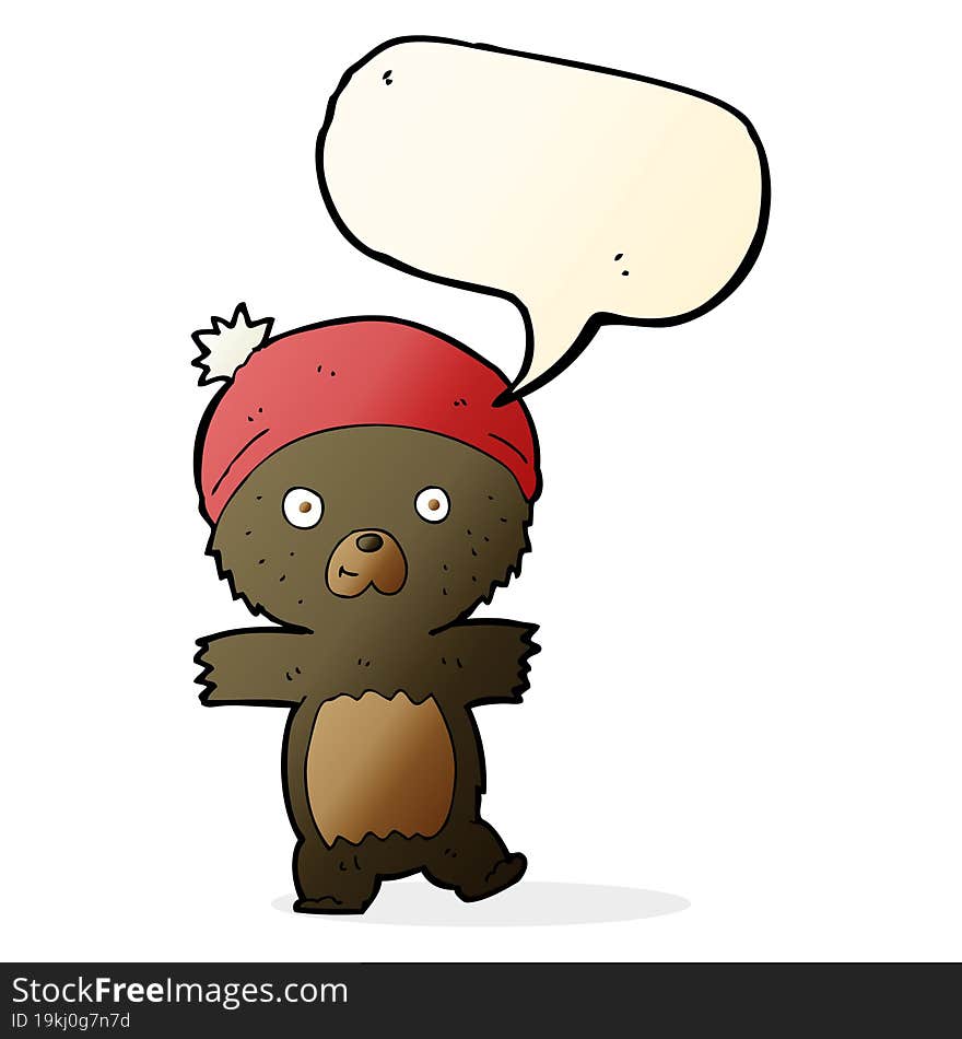 cartoon cute black bear with speech bubble