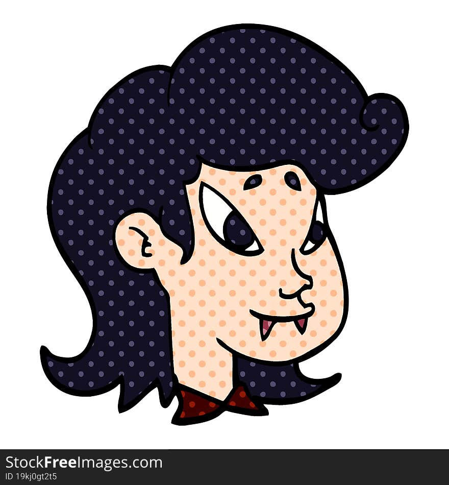 Cartoon Doodle Vampire Head