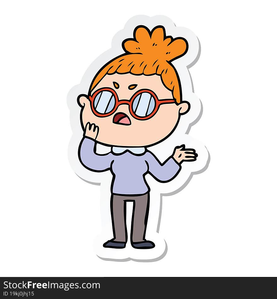 sticker of a cartoon annoyed woman