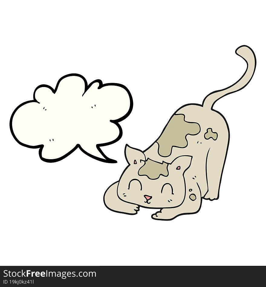 Speech Bubble Cartoon Cat Playing