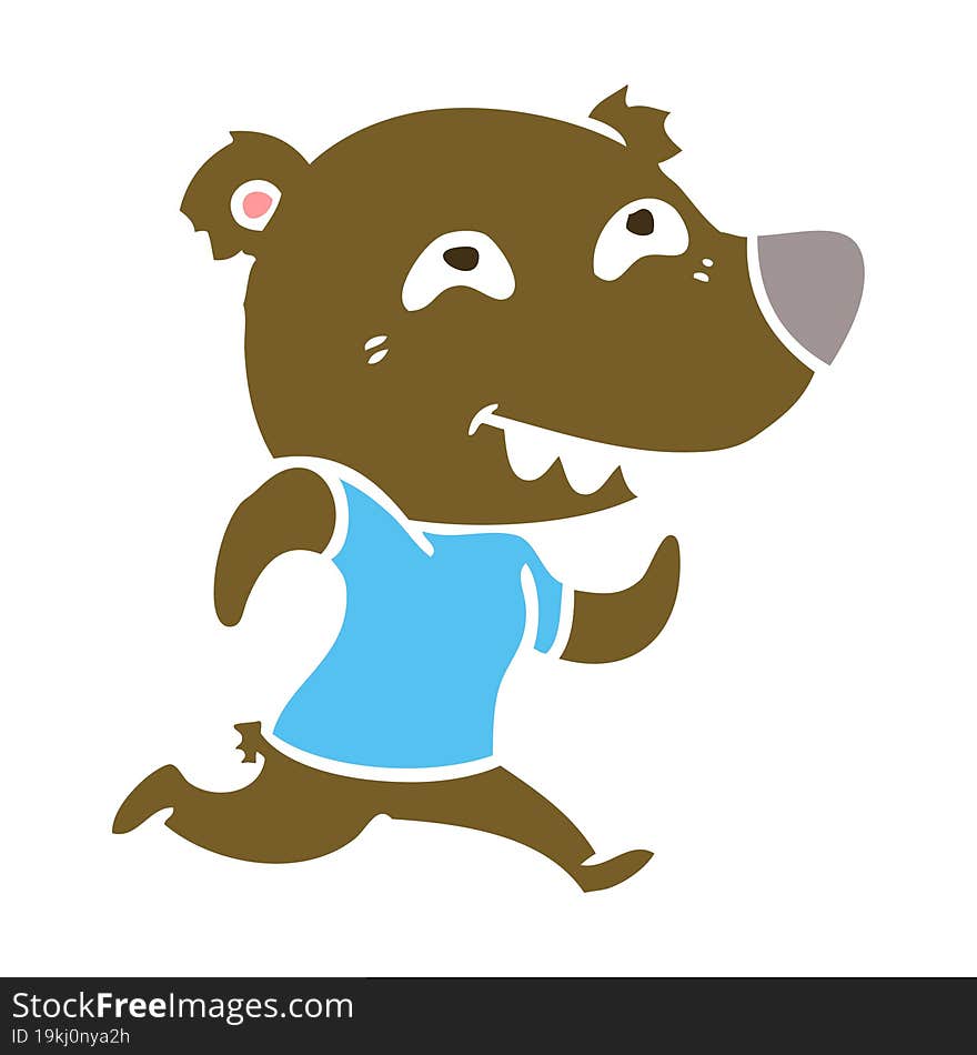 flat color style cartoon bear running