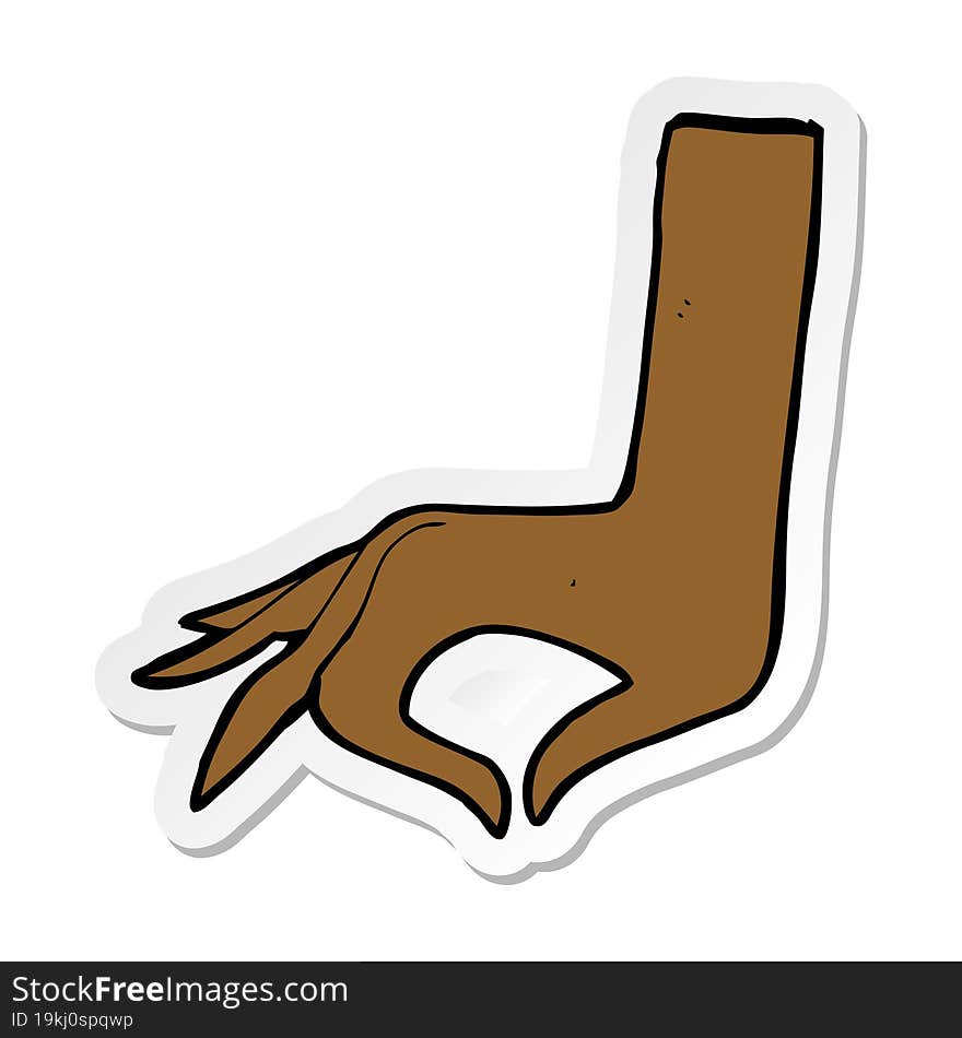 sticker of a cartoon hand symbol