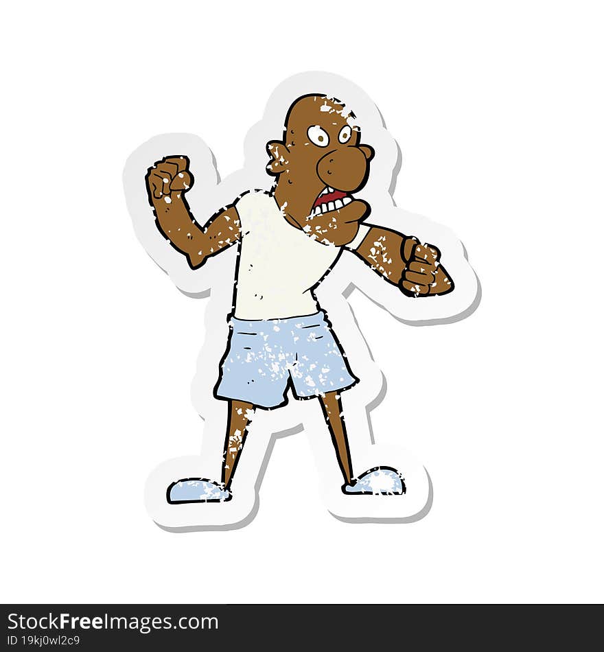 retro distressed sticker of a cartoon violent man