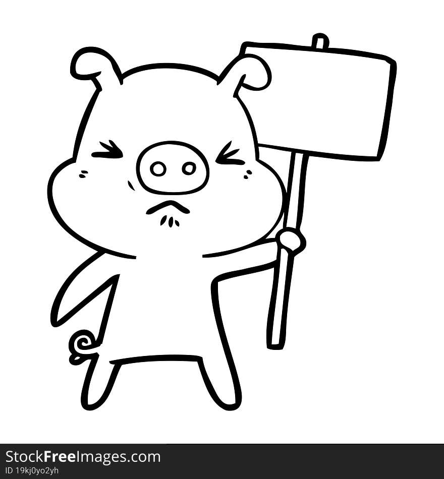 cartoon angry pig. cartoon angry pig