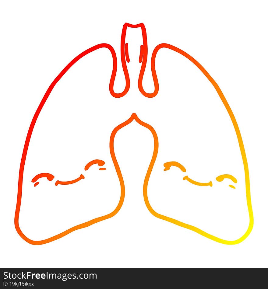 warm gradient line drawing cartoon lungs