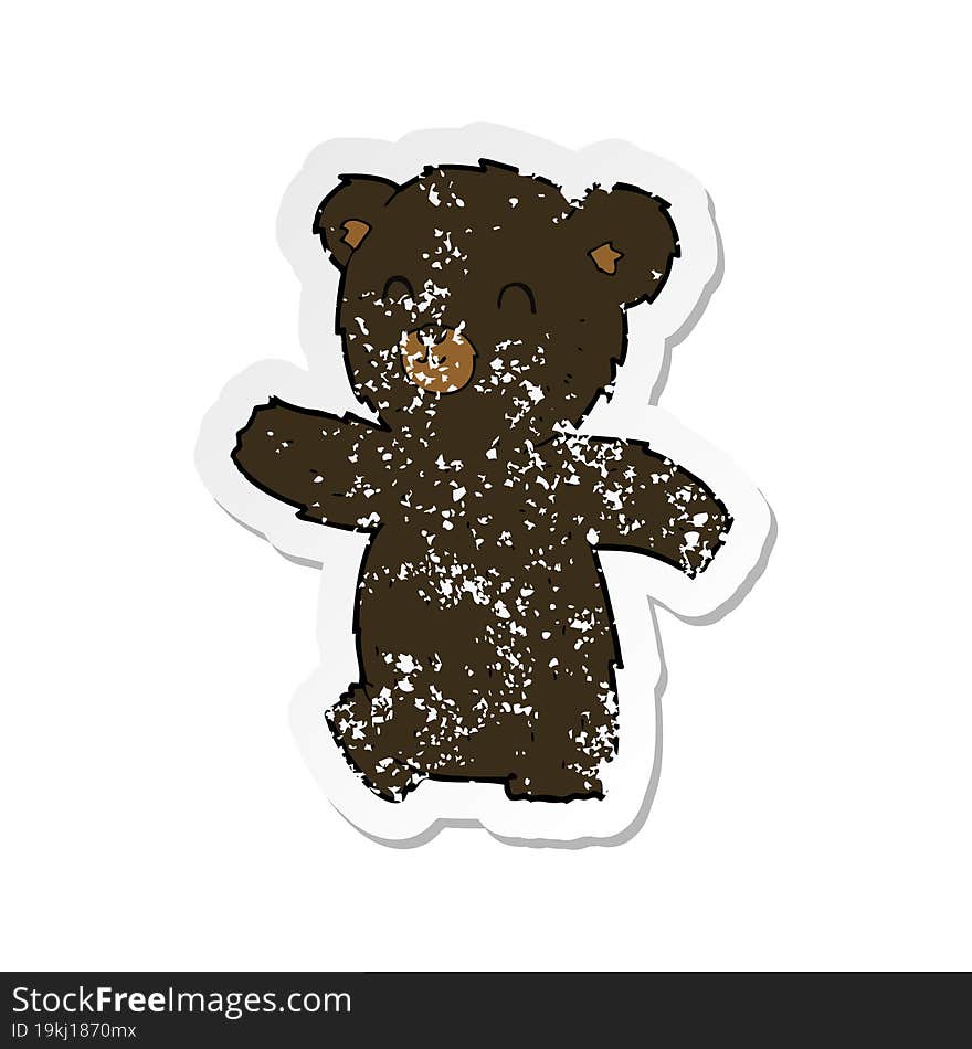 retro distressed sticker of a cute cartoon black bear