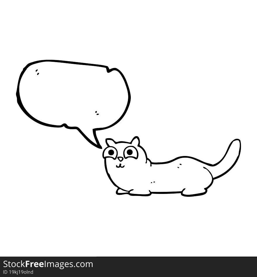 freehand drawn speech bubble cartoon cat