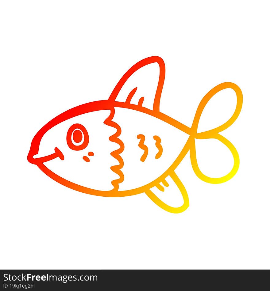 warm gradient line drawing cartoon fish