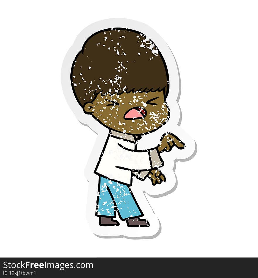 distressed sticker of a cartoon stressed man