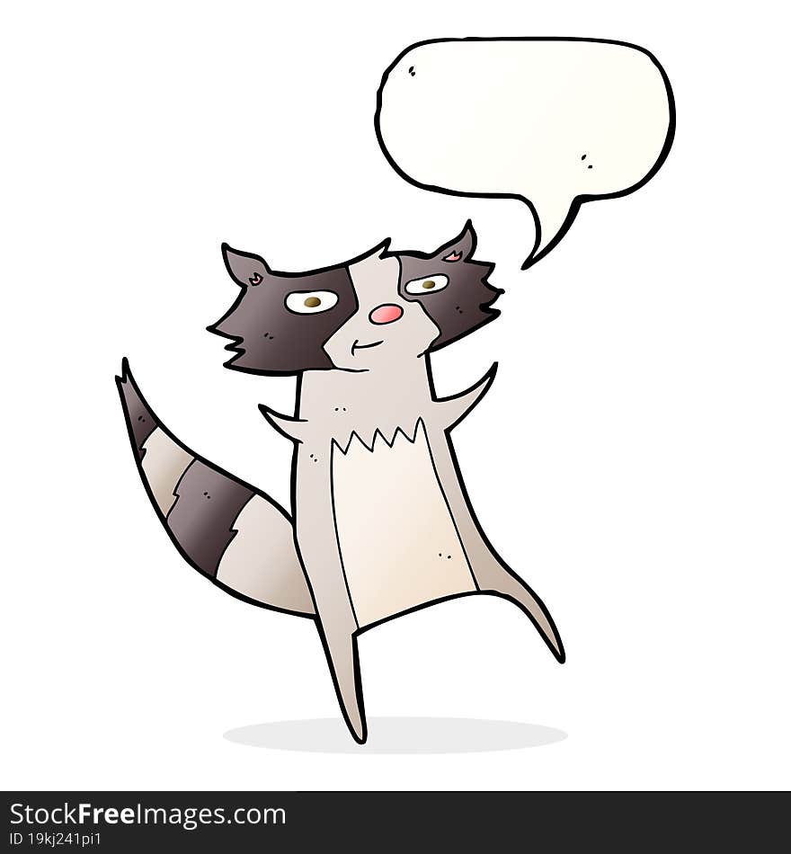 cartoon raccoon with speech bubble