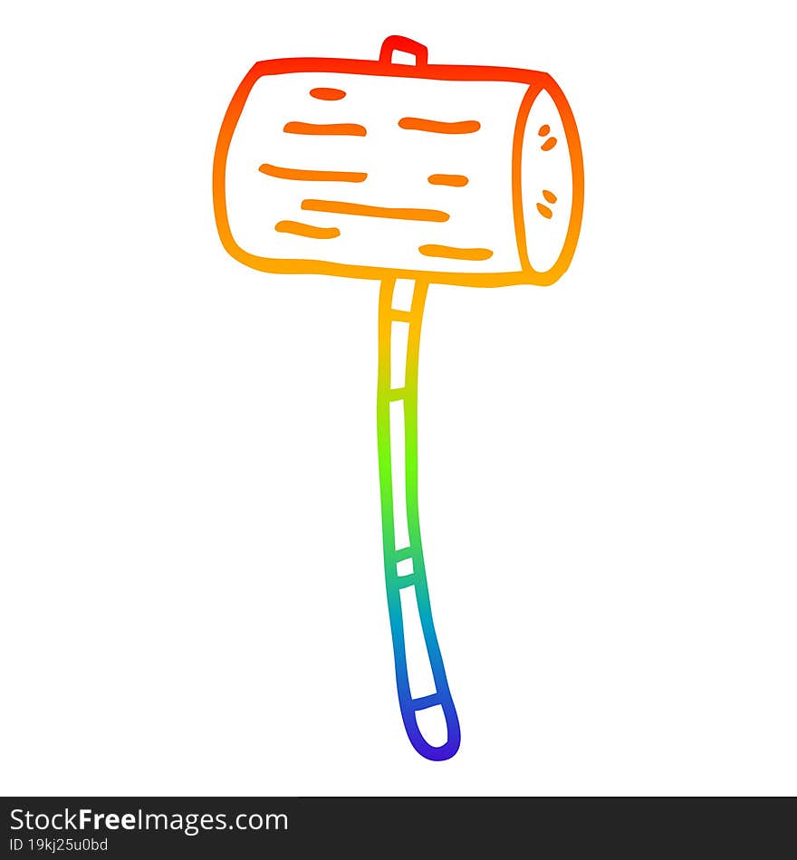 rainbow gradient line drawing cartoon mallet