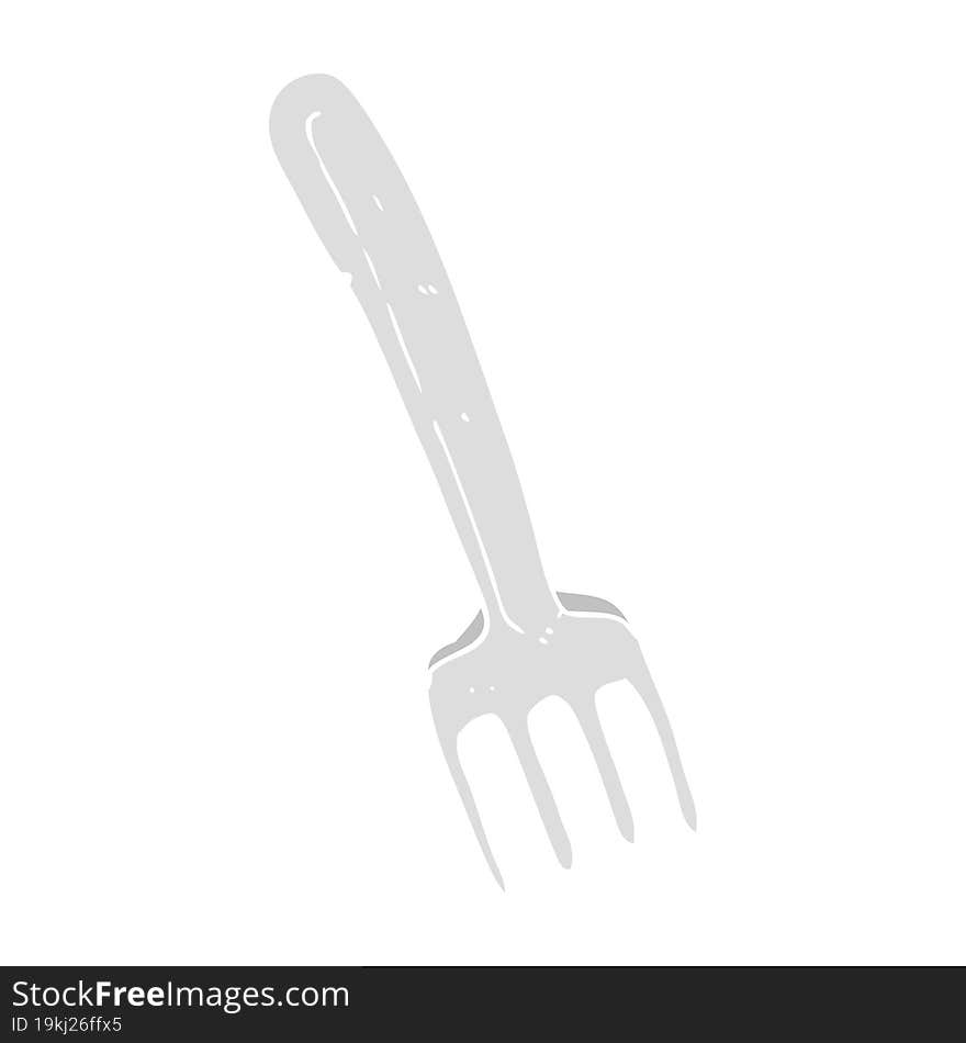 Flat Color Illustration Of A Cartoon Fork