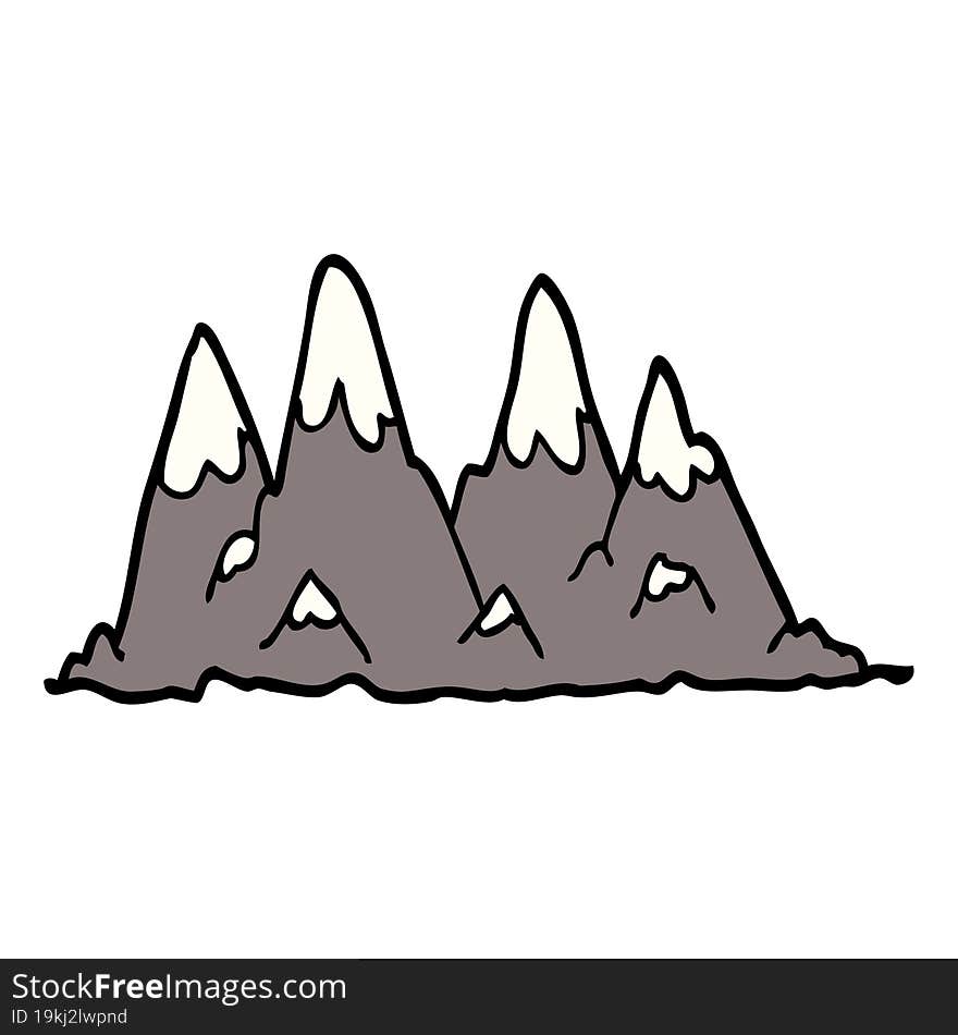 cartoon doodle mountain range