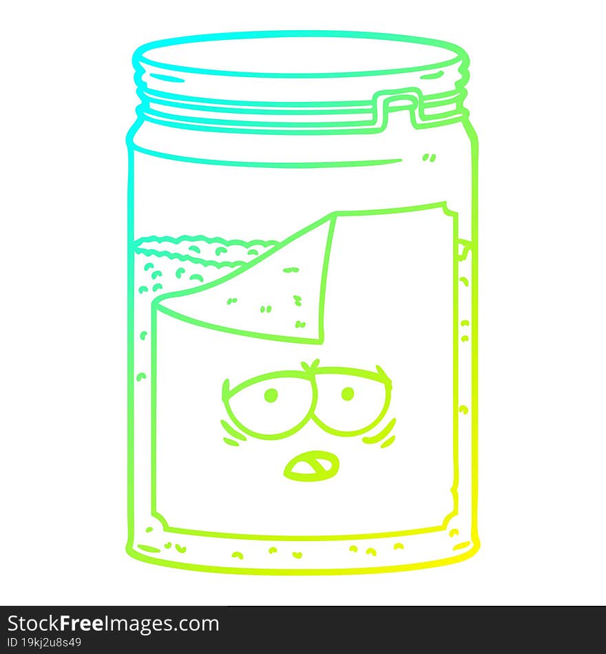 cold gradient line drawing cartoon glass jar