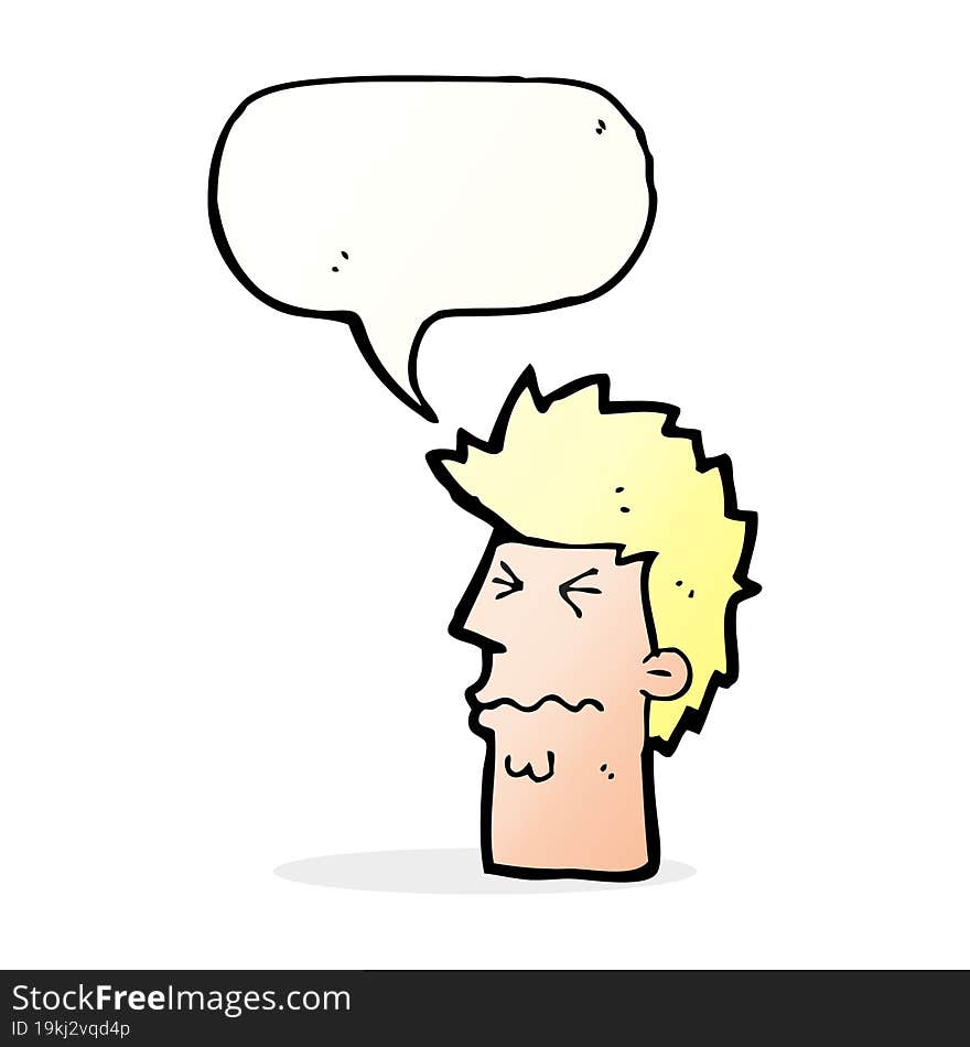 cartoon stressed out face with speech bubble