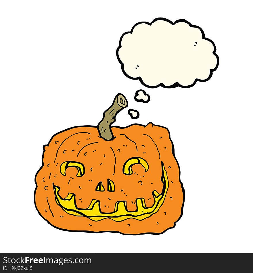 Cartoon Pumpkin With Thought Bubble