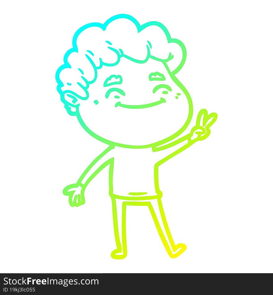 cold gradient line drawing cartoon friendly man