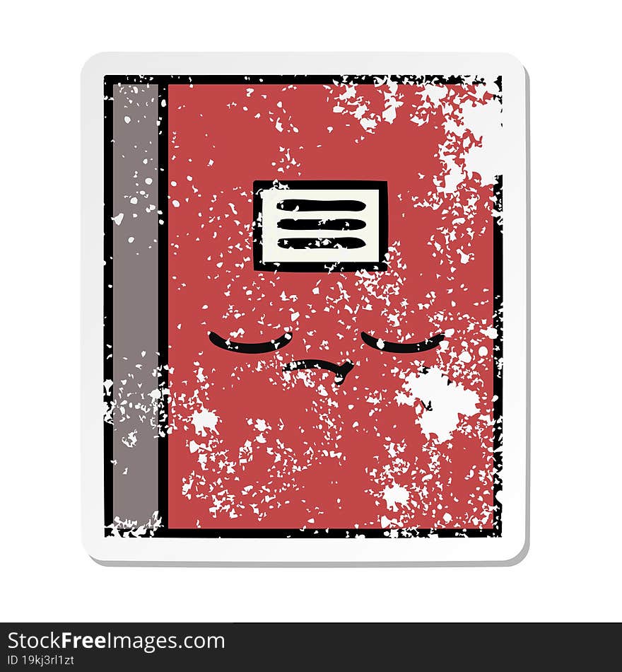 distressed sticker of a cute cartoon notebook