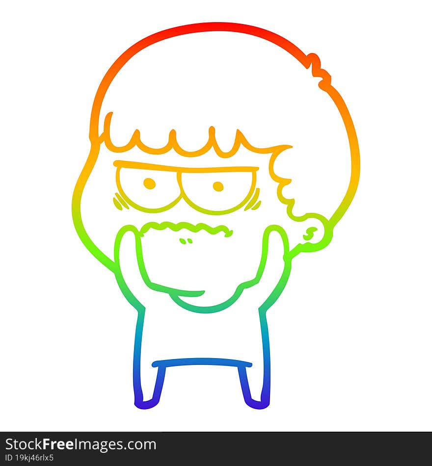 rainbow gradient line drawing cartoon annoyed man