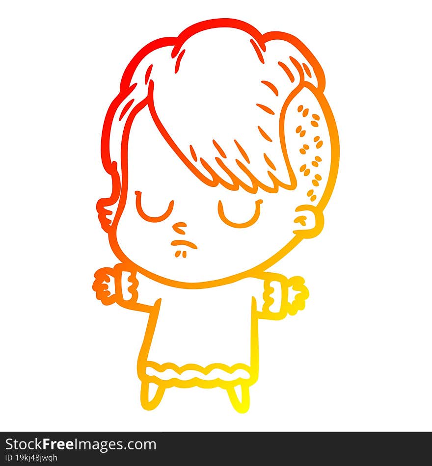 warm gradient line drawing of a cartoon woman