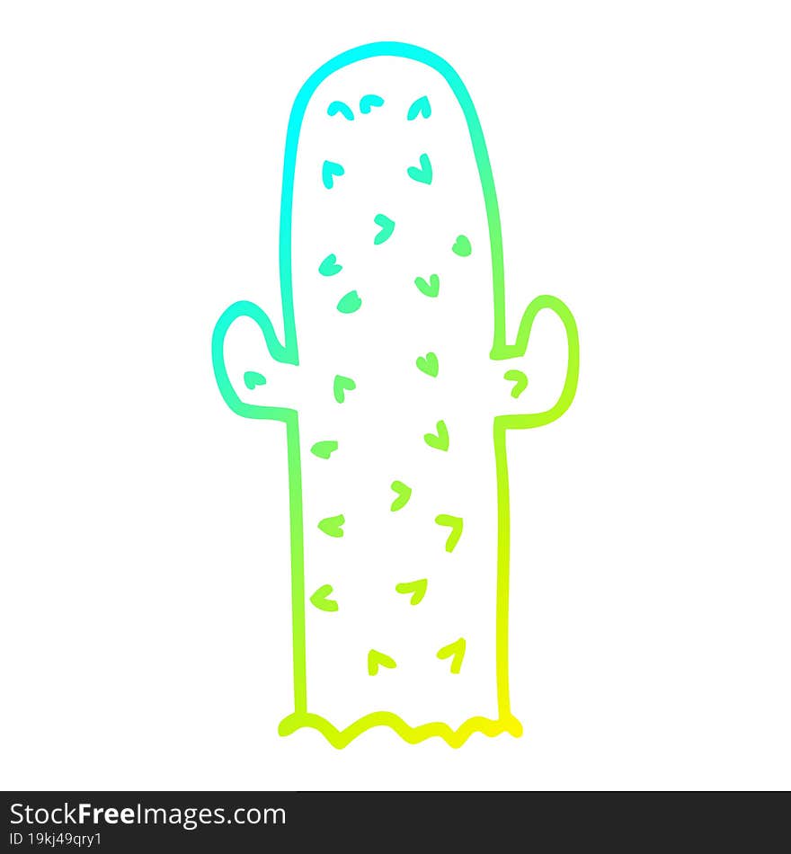 cold gradient line drawing cartoon cactus