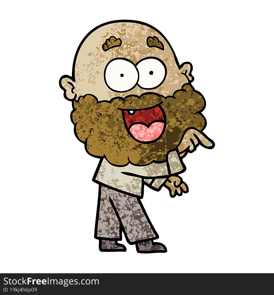 cartoon crazy happy man with beard. cartoon crazy happy man with beard