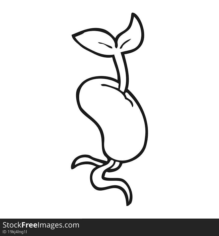 Black And White Cartoon Sprouting Seed