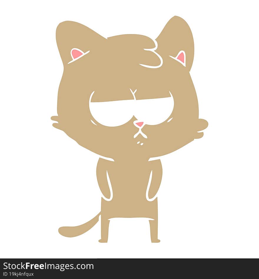 bored flat color style cartoon cat