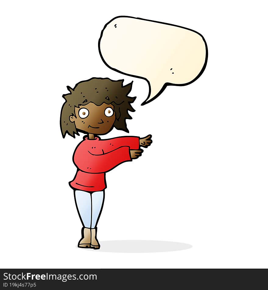 cartoon dancing woman with speech bubble