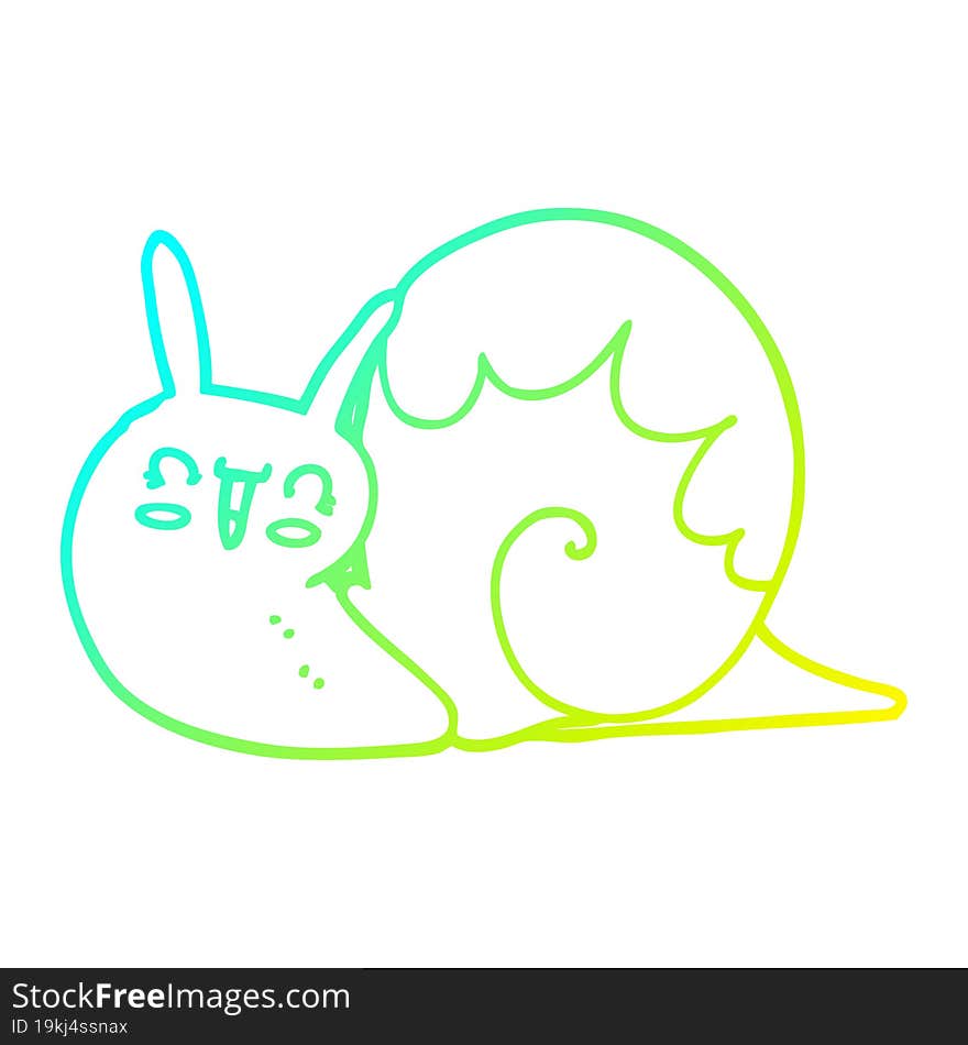 cold gradient line drawing of a cute cartoon snail