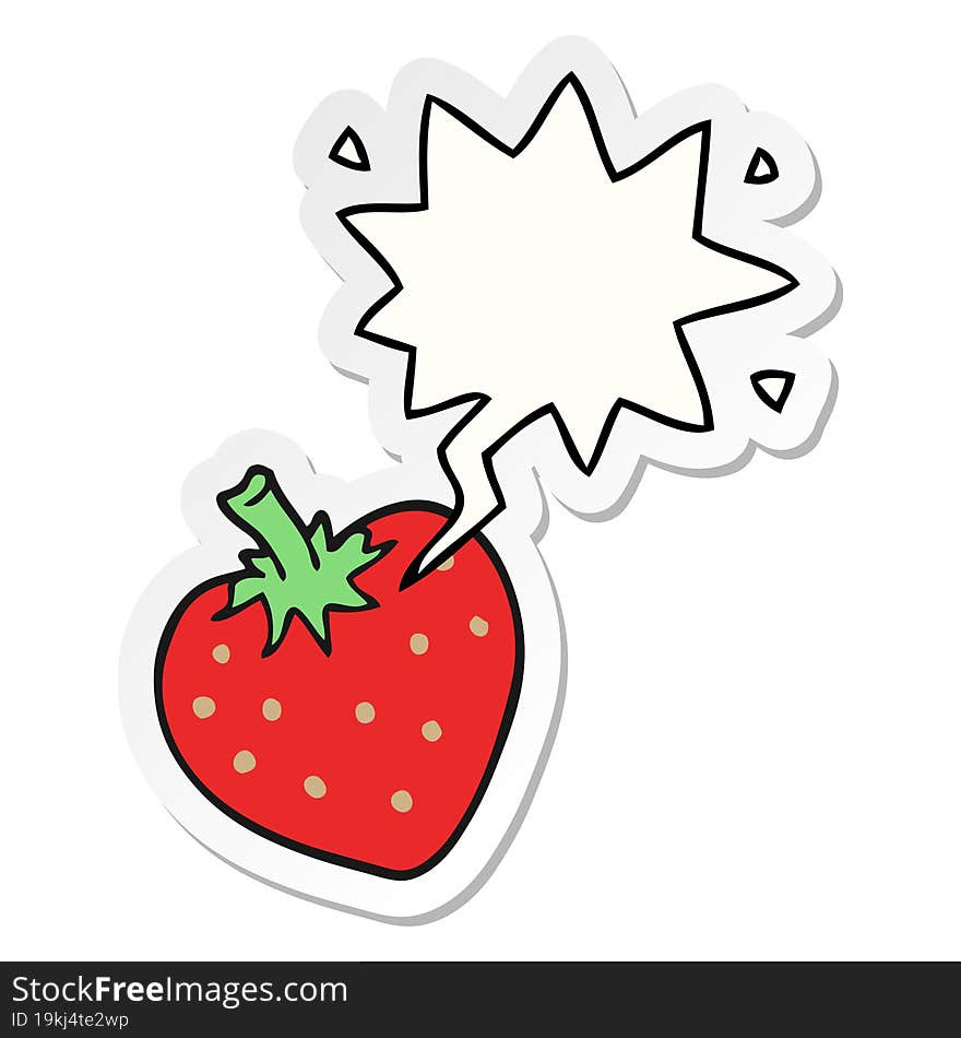 Cartoon Strawberry And Speech Bubble Sticker