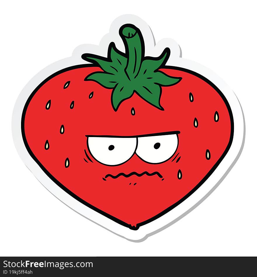 sticker of a cartoon strawberry