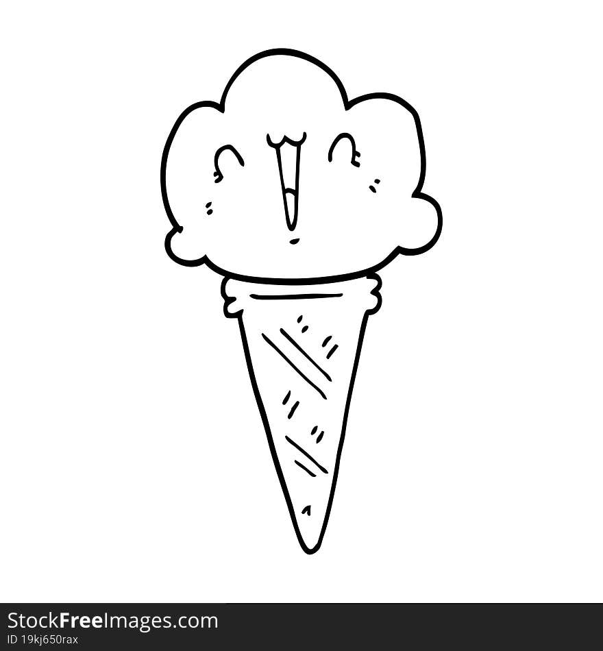 cartoon ice cream with face