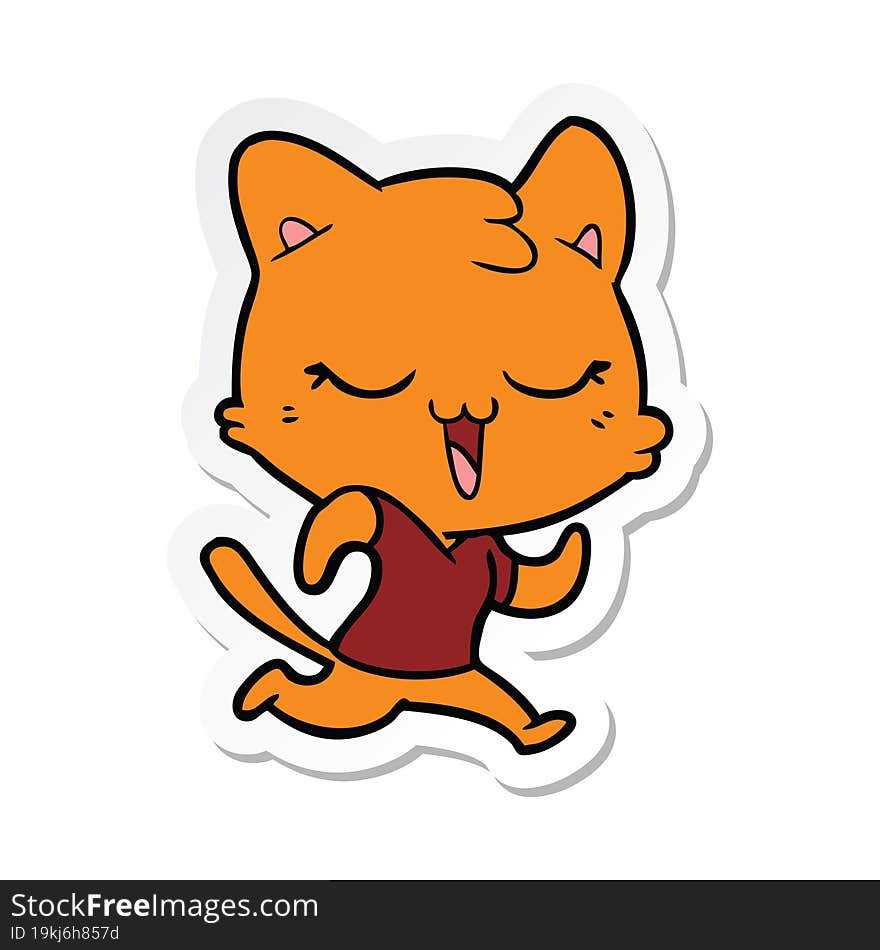 sticker of a happy cartoon cat