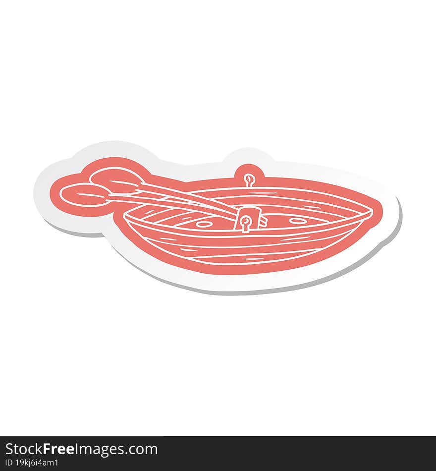 cartoon sticker of a wooden boat