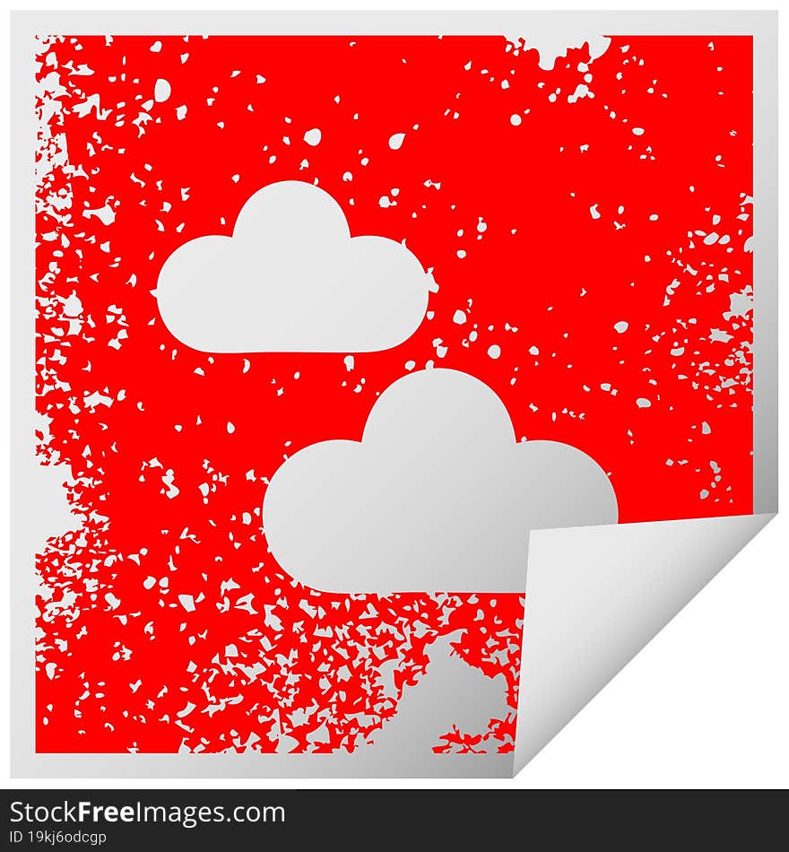 Distressed Square Peeling Sticker Symbol Snow Cloud