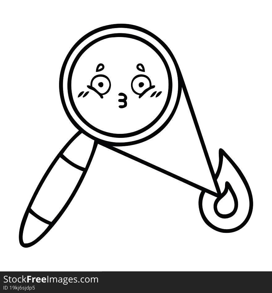 line drawing cartoon magnifying glass