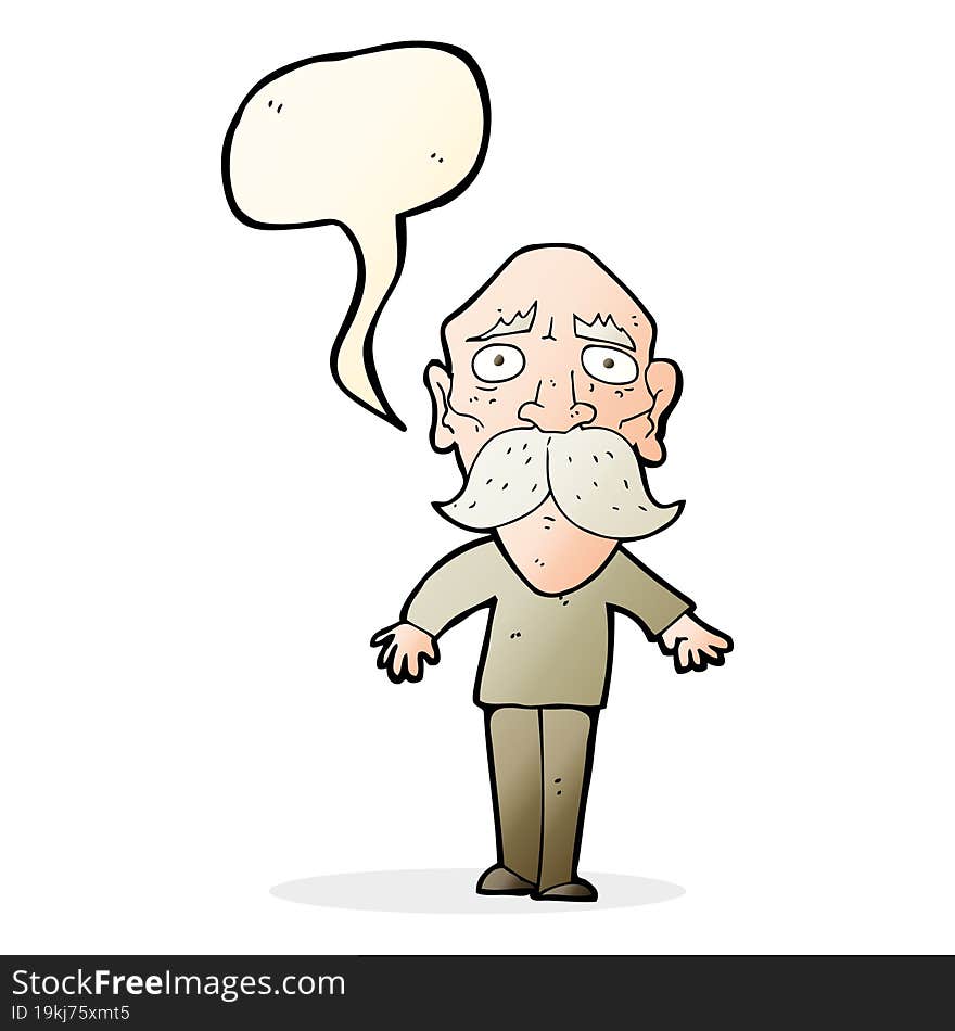 Cartoon Sad Old Man With Speech Bubble